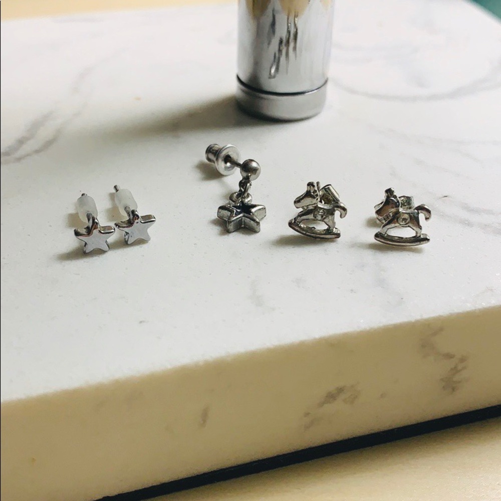 NWOT 3-Set Tiny Cute Earrings - Silver